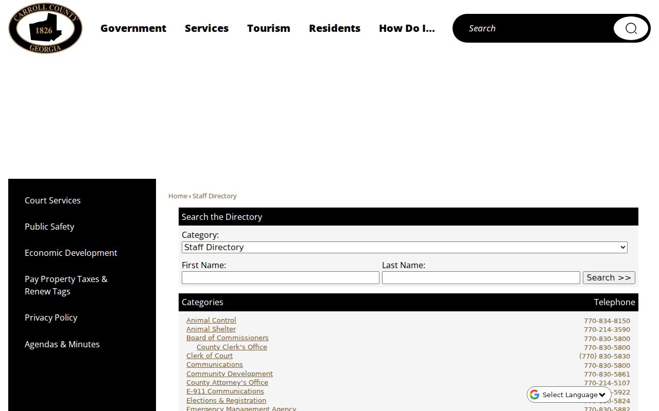 Carrollton people directories county staff search