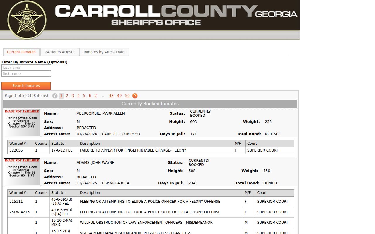Carrollton people search Carroll County current inmate roster