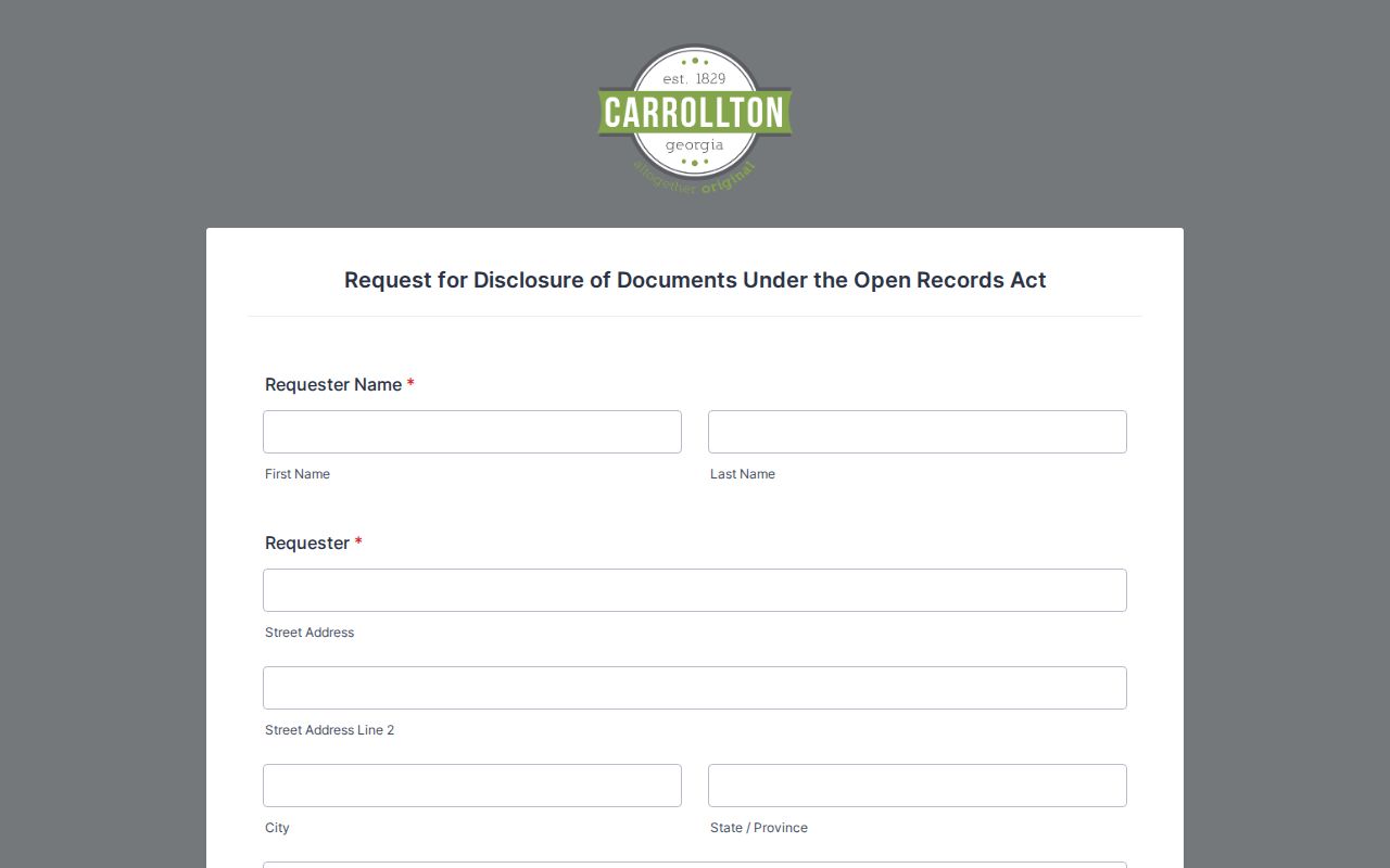 Carrollton people search city open records request form